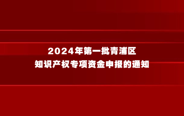 关于组织开展2024年第一批青浦区知识产权专项资金申报的通知
