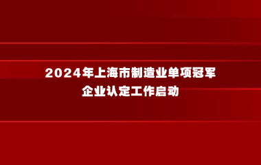 2024年上海市制造业单项冠军企业认定工作启动