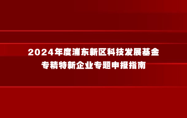 2024年度浦东新区科技发展基金专精特新企业专题申报指南