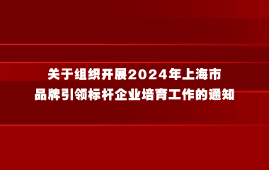 上海市经济信息化委关于组织开展2024年上海市品牌引领标杆企业培育工作的通知