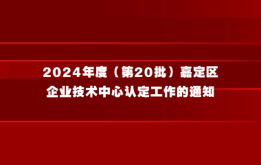 关于组织开展2024年度（第20批）嘉定区企业技术中心认定工作的通知