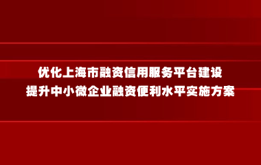 优化上海市融资信用服务平台建设 提升中小微企业融资便利水平实施方案