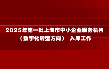 上海市经济信息化委关于开展2025年第一批上海市中小企业服务机构（数字化转型方向） 入库工作的通知