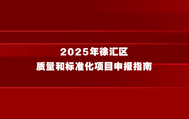 2025年徐汇区质量和标准化项目申报指南